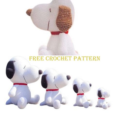 Amigurumi Snoopy The Dog Free Crochet Pattern - Amigurumi Snoopy Crochet Pattern, Elephant Pumpkin, Crochet Snoopy, Appliqué Crochet, Snoopy The Dog, Crochet Christmas Ornaments Free, Pumpkin Applique, Crochet Penguin, Animal Knitting Patterns