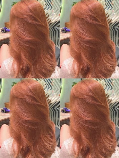 Ash Orange Hair Color, Faded Ginger Hair, Muted Orange Hair, Hair Color Aesthetic Korean, Korean Orange Hair, Pale Ginger Hair, Korean Copper Hair, Korean Ginger Hair, Orange Hair Korean