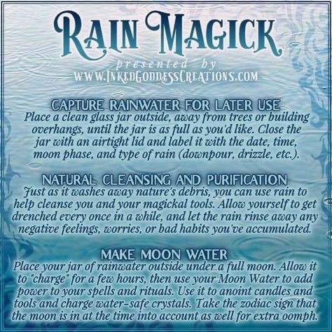 Rain Water Cleansing, Rain Water Magick, Rainwater Spells, Rainwater Witchcraft, Rain Water Witchcraft, Weather Spells, Weather Magick, Rain Spell, Witchcraft Practice