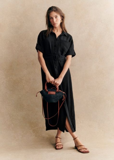 Sezane Clothing, Shirtdress Outfit, Dora Dress, Button Up Maxi Dress, Shirt Dress Outfit, Wardrobe Wishlist, Long Midi Dress, Workwear Fashion, Women's Casual Style