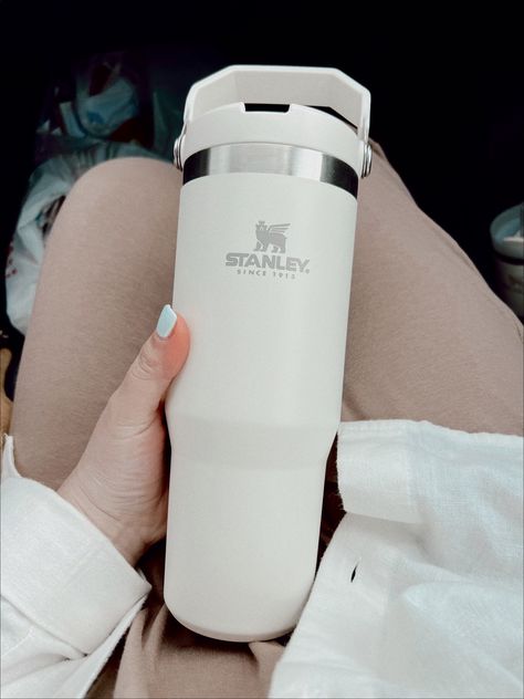 Stanley Iceflow Aesthetic, Cream Stanley Tumbler Aesthetic, Stanley Cup Iceflow, Cute Sipper With Straw, Stanley Water Bottle With Straw, Stanley Flip Straw, Stanley Flip Straw Tumbler, Stanley Cup Flip Straw, Stanley Water Bottle Flip Straw