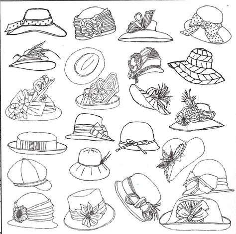 Hat Sketches Design, Hat Drawing Sketches, Hats Drawing, Sketches Fashion Design, Hat Sketch, Drawing Hats, Hat Drawing, Hat Illustration, Sketches Fashion