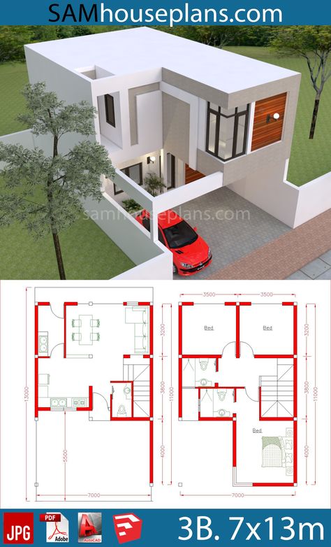 2 Storey House Design, Two Story House, Modern Bungalow House, Casa Country, Duplex House Plans, House Plan Gallery, House Construction Plan, Simple House Plans, House Layout Plans