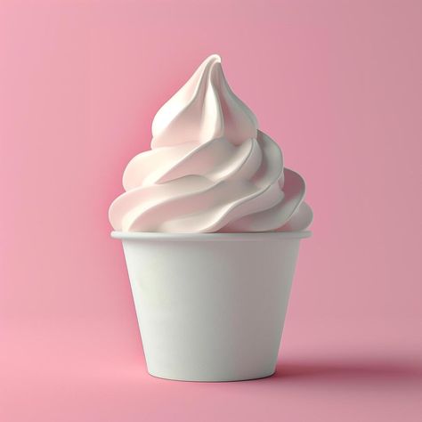 AI generated ice cream in paper cup mock-up on pink background, ice cream swirl Swirly Ice Cream, Ice Cream In Cup, Ice Cream Cup Design, Ice Cream In A Cup, Background Ice Cream, Ice Cream Background, Cup Ice Cream, Ice Cream Swirl, Ice Cream Poster