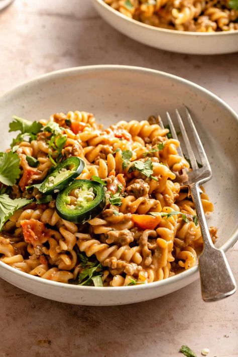 One-Pot Taco Pasta - The Defined Dish Clean Eating Pasta, Ricotta Stuffed Chicken, The Defined Dish, Defined Dish, Creamy Pesto Pasta, Soy Free Dairy Free, 2023 Recipes, Weeknight Recipes, Food On The Table