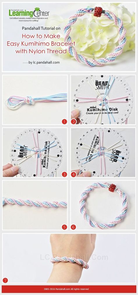 Kumihimo Tutorial, Kumihimo Braiding, Kumihimo Jewelry, Kumihimo Patterns, Kumihimo Bracelets, Diy Bracelets Easy, Friendship Bracelets Diy, Jewelry Making Tutorials, Diy Bracelet