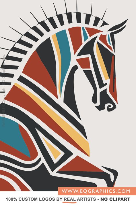 Native American Vector Art, Cute Horse Painting, Horse Vector Art, Native American Graphic Design, Cool And Warm Color Painting, Horse Logo Design Graphics, Native American Horse Art, Native American Art Drawings, Culture Logo Design