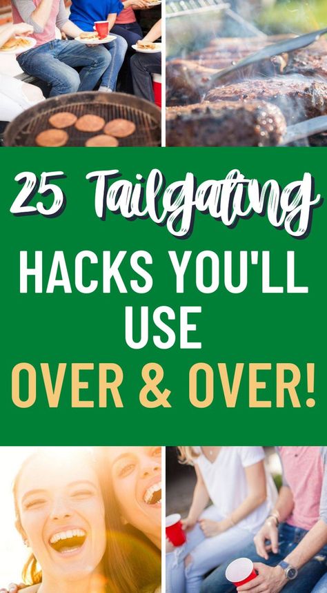 25 Tailgating Hacks You’ll Use Over and Over Again! Tailgate Apps, Parking Lot Tailgate, Tailgate Burgers, Tailgate Dips, Tailgating Hacks, Tailgate Menu, Parking Lot Party, Tailgate Party Food, Fall Tailgating