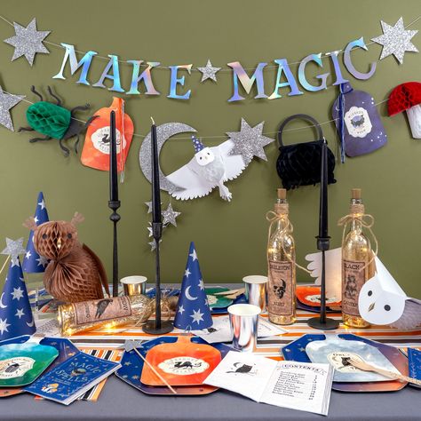 Witches And Wizards Party Theme, Magical Party Ideas, Witch And Wizard Party, Wizard Party Ideas, Wizard Theme Party, Witch Themed Birthday Party, Witch Birthday Party, Witches Birthday, Welcome Witches