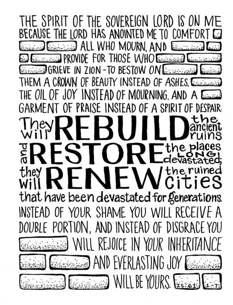 Isaiah 61 | Rebuild. Restore. Renew. Garment Of Praise, Isaiah 61, Wake Up Call, Inspirational Thoughts, Spiritual Inspiration, Verse Quotes, Bible Verses Quotes, Trust God, Bible Journaling