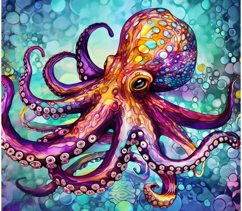 Octopus Decor, Octopus Painting, Sea Creatures Art, Sea Life Art, Octopus Art, Sea Art, Arte Animal, Mermaid Art, Fish Art