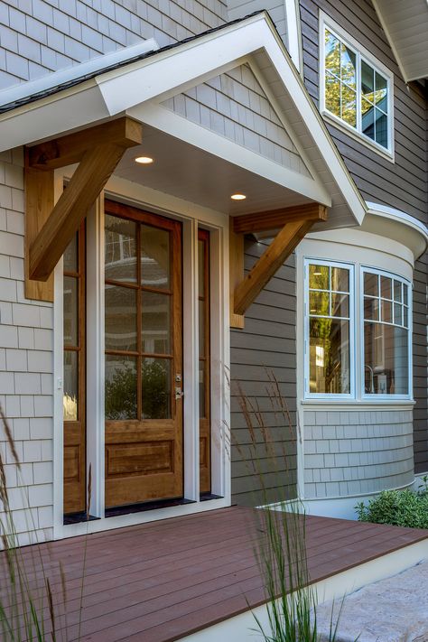 Porch Overhang, Front Porch Addition, Door Overhang, Portico Design, House Awnings, Mobile Home Exteriors, Porch Awning, Suttons Bay, Glen Arbor