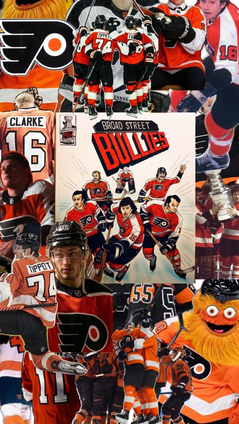 #collage #aesthetic #orange #sportsteam #viralpost #NHL #hockey #PhiladelphiaFlyers Hockey Wallpaper Iphone, Nhl Hockey Teams, Philadelphia Flyers, Nhl Hockey, Viral Post, Hockey Teams, Ice Hockey, Sports Team, Nhl