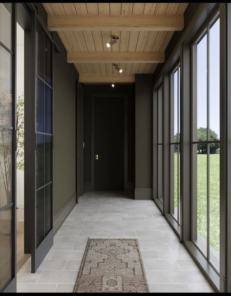 J L V C R E A T I V E on Instagram: "Swipe to walk through this arched opening into the dramatic glass corridor 👀 we believe that there should be moments of joy sprinkled throughout the home so that every corner is a conversation" Hallway With Windows, Glass Corridor, Arched Opening, Asbury Park, Hallway, Dream House, Interior Design, In This Moment, Architecture