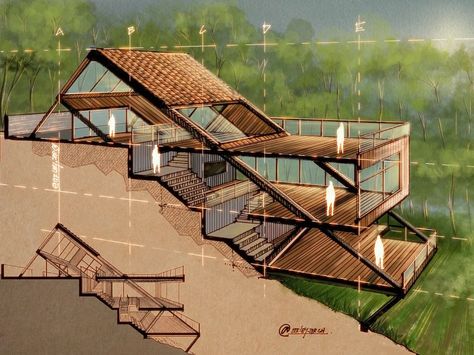 All Posts • Instagram Cube House Design, Architectural Section Drawing, Stairs Drawing, Artistic House, Architect Ideas, Modernism Architecture, Slope House, Architecture Sketchbook, Architecture Design Drawing