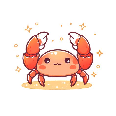 Cute Kawaii Red Crab Sticker Kawaii Crab Drawing, Crab Cartoon Cute, Cartoon Crab Drawing, Crab Cute Drawing, Cute Marine Animals Drawing, Cute Crab Art, Cute Crab Illustration, Cute Crab Drawings, Cute Creatures Drawing