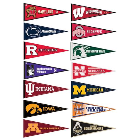 Amazon.com : Big Ten Conference College Pennant Set : Sports Related Pennants : Sports & Outdoors Logos, College Pennants, Gb Flag, College Flags, Mizzou Tigers, Southeastern Conference, Sec Football, Pennant Flags, Teacher Mom