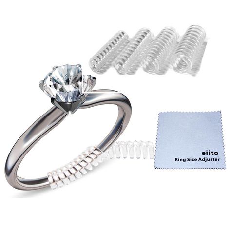 Ring Size Adjuster (Set of 4 Sizes) Snuggies, Ring Guard for Loose Rings with Silver Polishing Cloth (1.2mm/2mm/3mm/4mm) Ring Adjuster, Ring Size Adjuster, Resize Ring, Ring Spacer, Ring Guard, Wedding Ring Sizes, Ring Fit, Ring Ring, Ring Size