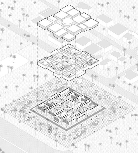 Axonometric Diagram, Furniture Top View, Exploded Axonometric, Orthographic Drawing, Site Plan Design, Site Analysis Architecture, Axonometric View, Drawing Sites, Map Sketch