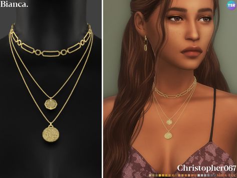 The Sims Resource - Bianca Necklace The Sims 4 Sims, Sims 4 Sims, Sims 4 Piercings, Sims Stories, Mod Jewelry, Sims 4 Cc Shoes, Sims 4 Expansions, Tumblr Sims 4, Sims 4 Teen