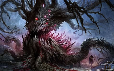 Lothorewyn, the Corrupted by velinov.deviantart.com on @deviantART Tree Monster, Plant Monster, Dnd Monsters, Cosmic Horror, 다크 판타지, Monster Concept Art, Fantasy Monster, Creepy Art, Monster Design