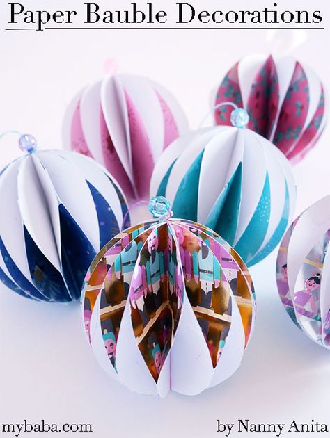 Crafts For Holidays, Paper Baubles, Christmas Card Ornaments, Paper Christmas Decorations, Paper Christmas Ornaments, Paper Balls, Christmas Paper Crafts, Paper Ornaments, Make Paper