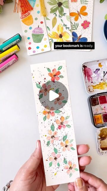 Shelja Sharma | Watercolour Artist | Art Educator on Instagram: "Welcome to the ‘MAKE YOUR COLLECTION’ series 🖼️🎨👩‍🎨  This is the first artwork in our collection: A Bookmark,  created using the splattering technique, which is common and easy to follow. It’s a fun and versatile technique that adds depth and visual interest to your paintings.🎨  You can try out your own version of this bookmark, adding your unique twist and creativity. Alternatively, you can follow along👩‍🎨🌟  Stay tuned for the next bookmark! After we complete both, I’ll show you how to decorate them with simple materials, perfect for personal use or gifting.🎁🔖 . . SAVE this post for later! ✨🦋 Follow @shhelja for regular inspiration,tips & techniques in Watercolours and creative ideas 🎨🖌️ . . . . #makeyourcollect How To Make Your Own Bookmark, Beginner Art Tutorials, Painting Ideas Beginner, Art Exercises, Watercolor Bookmarks, How To Decorate, Watercolor Artist, Art Education, Artist Art