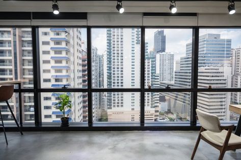 Cityscape of business office in downtown... | Premium Photo #Freepik #photo #business #city #office #sky Office Administration, Office Background, Window Siding, City Office, Sky View, Temporarily Closed, Vintage Sofa, Wooden Desk, Side Window