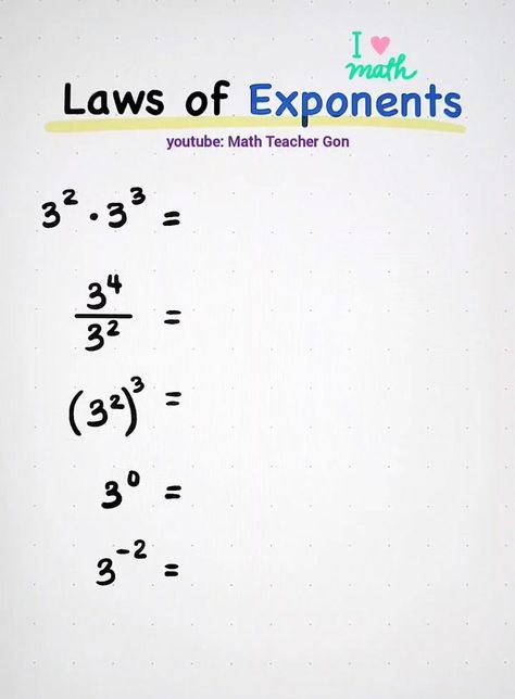 Requested Topic: Laws of EXPONENTS ❤️😊 | Requested Topic: Laws of EXPONENTS ❤️😊 #math #mathtutor #TeacherGon | By Ako si Teacher Gon Laws Of Exponents, Math Tutor, Math Teacher