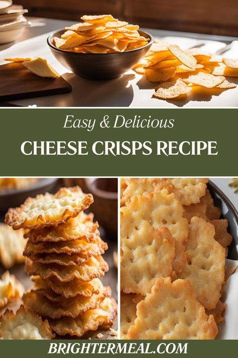 cheese crisps recipe How To Make Cheese Crisps, Homemade Cheese Crisps, Provolone Cheese Crisps, Fried Cheese Recipes, Cheese Crisps Recipe, Cheese Crisps Baked, Cheddar Crisps Recipe, Cheese Whisps, Easy Cheese Crackers