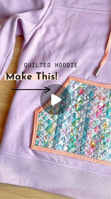 Amari Thomsen on Instagram: "Hello quilted hoodie in all your Liberty of London glory! 🤩 . Don’t throw your old hoodies away! Breathe new life into them with a quilted pocket! 🙌🏻 . #quiltedhoodie #diyfashion #quiltproject #sewingproject #igquiltcommunity #sewinghacks #sewingtime #quiltingismytherapy #libertyoflondon #reellove2024 #libertyoflondonfabric" Quilt Block Sweatshirt Diy, Sweatshirt Quilt How To Make A, Quilted Hoodie Diy, Diy Quilted Sweatshirt, Quilted Sweatshirt Diy, Sewing Clothing Ideas, Sweatshirt Applique Diy Ideas, Quilt Applique Sweatshirt, Gift Sewing Projects