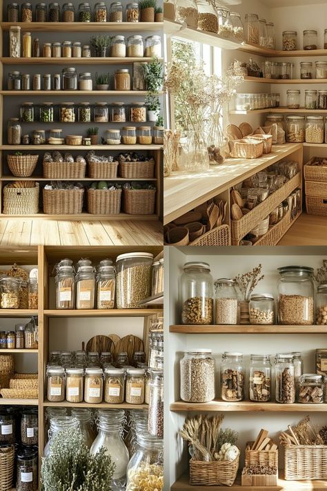 Wooden Storage Bins, Jar Kitchen Storage, Reusable Containers, Organize Your Pantry, Zero Waste Kitchen, Sustainable Kitchen, Glass Storage Jars, How To Organize, Glass Kitchen