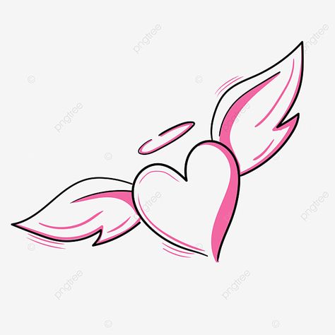 Angel Wings Background, Heart With Angel Wings, Red Png, Pop Art Style, Heart With Wings, Cartoon Background, Love Illustration, Free Vector Graphics, Pink Tone