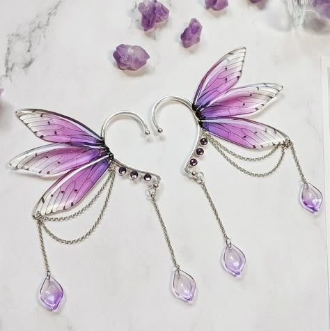 Magical Fantasy Jewelry Fairy Wing Ear Cuffs Butterfly Cicada Earrings Silvery Purple no Piercing Fairycore Cottagecore Cosplay Larp - Etsy Canada Fantasy Jewelry Magic, Outer Ear, Fantasy Earrings, Fairy Jewelry, Magical Jewelry, Fairycore Cottagecore, Colored Hair, Fairy Wings, Light Blonde