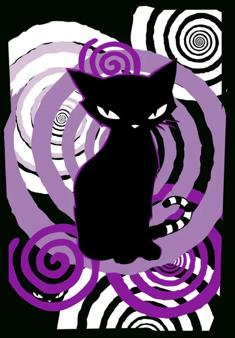 Cute Emo Aesthetic, Whimsigoth Pfp, Creepy Purple Wallpaper, Purple Goth Aesthetic Pfp, Purple Mall Goth Wallpaper, Purple Poster, Black Cat Purple Aesthetic, Emily Strange, Trippy Cat Wallpaper