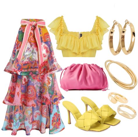 pink and yellow Outfit | ShopLook Shoplook Summer, Yellow Pink Outfit, Pink Yellow Outfit, Yellow And Pink Outfit, Pink And Yellow Outfit, Yellow Outfit Ideas, Outfits Classy, Glam Outfit, Yellow Outfit