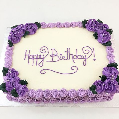 Rectangle Cake Purple, Cake Decorating Square Cakes, Rectangular Cake Designs Birthday, Rectangular Birthday Cake For Women, Birthday Cake Ideas Rectangle, Rectangle Birthday Cake Ideas For Women, Purple Cake Designs Birthday Women, Birthday Cake Ideas Square, Slab Cake Decorating