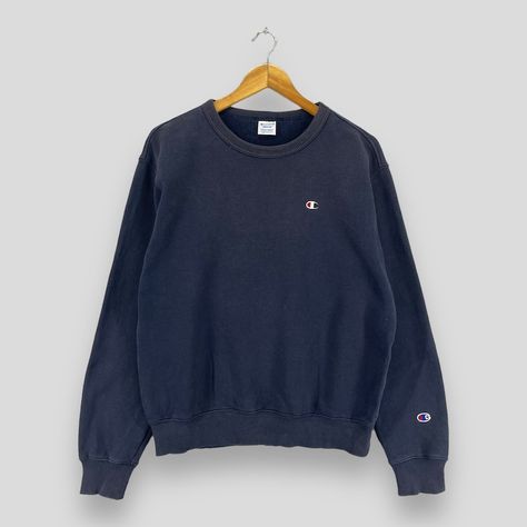 Champion Crewneck Outfit, Crewneck Outfit, Champion Sweater, Navy Crewneck, Champion Crewneck, Blue Jumper, Yellow Sweatshirt, My Pleasure, Champion Sweatshirt