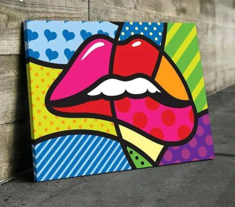 Easy Pop Art Drawings, Canvas Painting Patterns, Pop Wall Art, Lips Painting, Pop Wall, Arte Doodle, Pop Art Drawing, Posca Art, Hippie Painting