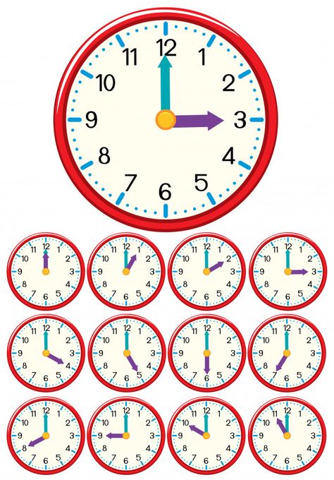 A set of clock and time Premium Vector | Free Vector #Freepik #freevector #background #business #icon #circle Blank Clock Faces, Blank Clock, Third Grade Math Activities, Clock Clipart, Time Clipart, Math Practice Worksheets, Clock Icon, Time Worksheets, Clock For Kids