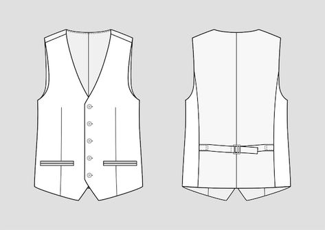 Vest Flat Drawing, Vest Technical Drawing, Vest Back View, Men’s Office, Pants Mockup, Technical Sketch, Men's Office, Mens Office Wear, Fashion Dream Job