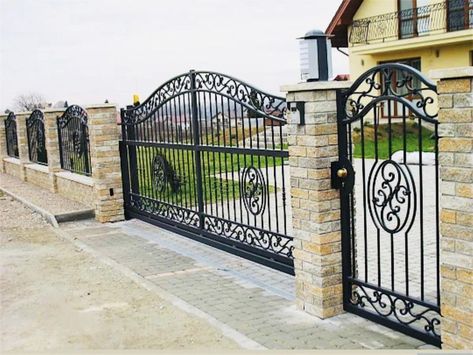 Wood Gates Driveway, Contemporary Gates, Metal Driveway Gates, Tor Design, Backyard Gates, Metal Garden Gates, Pool Gate, Modern Gate, Entrance Gate