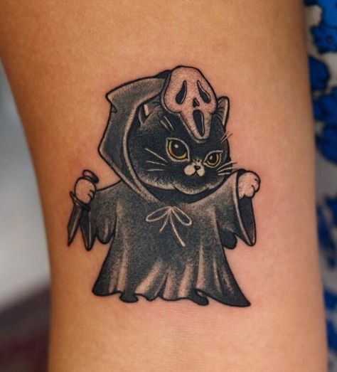 Scarecrow Tattoo, Cute Halloween Tattoos, Wizard Tattoo, Vampire Tattoo, Tattoo Halloween, Horror Movie Tattoos, Black Cat Tattoos, Movie Tattoos, Ghost Tattoo