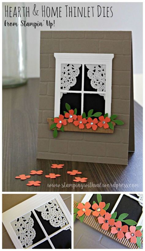 Stampin' Up - Hearth & Home - Stamping With Val. X Handmade New Home Cards, Girls Back, New Home Cards, Window Cards, Flowers Paper, Frame Card, Hearth And Home, Hur Man Målar, Stamping Up Cards