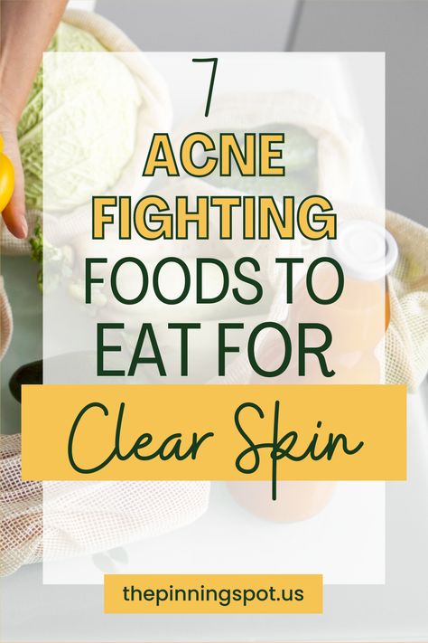 here are 7 acne fighting foods to eat for clear skin so if you’re looking for a solution to stubborn acne and pimples, this is the post for you. From this special antioxidant foods to my secret dish, that help clear acne and pimples. You'll learn what foods to eat to clear acne, what foods to avoid to ensure you dont get acne breakouts and learn how these foods can help reduce inflammation, promote skin healing, and leave you with clearer, healthier-looking skin. Foods To Eat To Clear Acne, Foods To Help With Acne Clear Skin, Foods To Avoid With Acne, Acne Healing Diet, Diet To Clear Acne, What To Eat To Clear Acne, Diet For Clear Skin Acne, Food Good For Acne, Food To Clear Acne