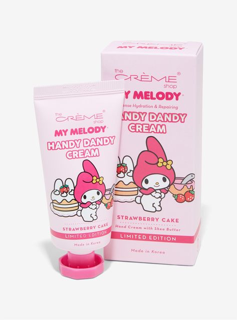 The Creme Shop My Melody Strawberry Cake Handy Dandy Hand Cream My Melody Hand Cream, Strawberry Hand Cream, Sanrio Creme Shop, The Creme Shop Sanrio, Creme Shop Sanrio, My Melody Products, My Melody School Supplies, Hand Cream Aesthetic, My Melody Strawberry