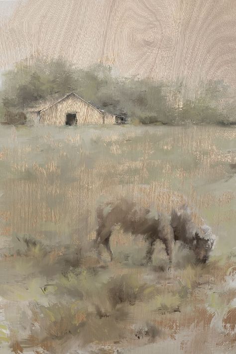 antique barn pasture painting with cow Pasture Painting, Farmhouse Art, Ship Lap Walls, Large Canvas Prints, Landscape Prints, Big Canvas Art, Print Wall Art, Stretched Canvas Prints, Wrapped Canvas Art