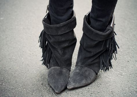 isabel marant for h&m... drool Mode Shoes, Isabel Marant Shoes, Fringe Ankle Boots, Boho Boots, Boating Outfit, Sincerely Jules, Fringe Boots, Spike Heels, Styl Boho