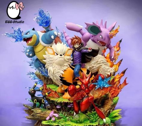 Pokemon Gary, Pokemon Figures, Gary Oak, Styrofoam Art, Weird Toys, Pokemon Accessories, Pokemon Birthday Party, Pokemon Party, Anime Collectibles