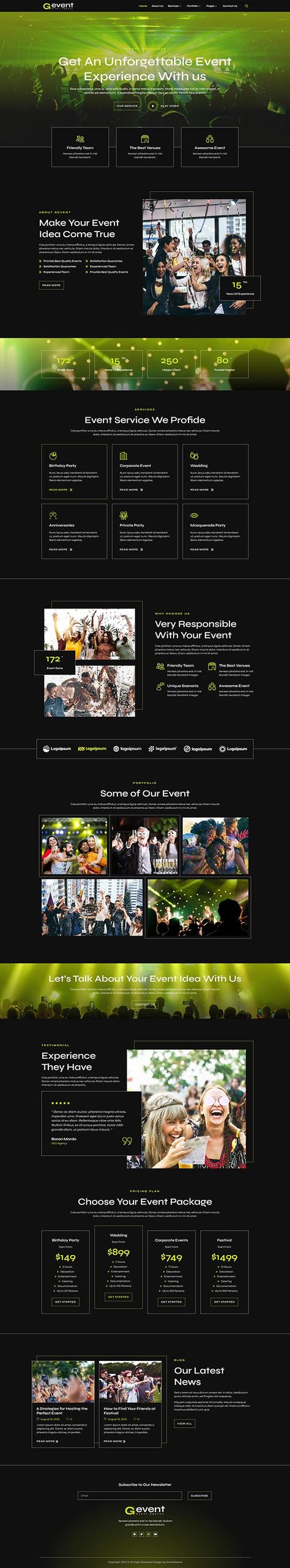 Gevent – Event Agency Elementor Template Kit. Gevent is has 15+ pre-built templates with fully responsive, clean design and customizable theme. Gevent can be used for Event Agency, Event Planner, Event Organizer, Event Service, Event Manager, Event Supporter, Event Company, and anything related to Events or Creative Agency. Gevent as well as layouts for Portfolio to show their cool, beautiful and amazing project. Event Planner Website Design Inspiration, Event Management Website Design, Event Website Design Inspiration, Event Organizer Logo, Event Planner Website Design, Event Planner Website, Profile Reference, Webpage Design Layout, Onboarding Ui